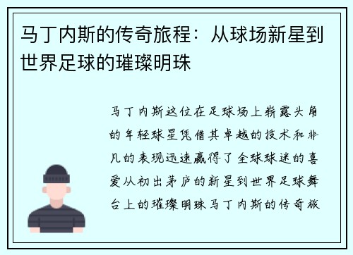 马丁内斯的传奇旅程：从球场新星到世界足球的璀璨明珠